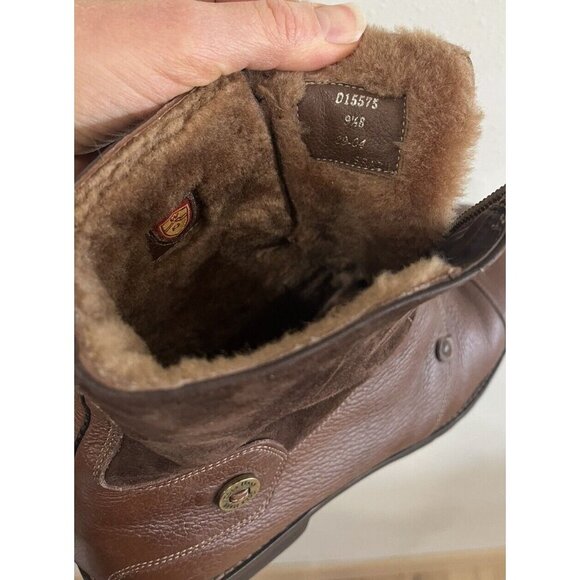 Cole Haan Women's Boot 9.5 Top Zip Up Brown Leather Sherpa Sheepskin - Picture 6 of 7